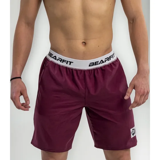 Bermuda Sport Short Bearfit Bordo Con Bolsillos Crossfit