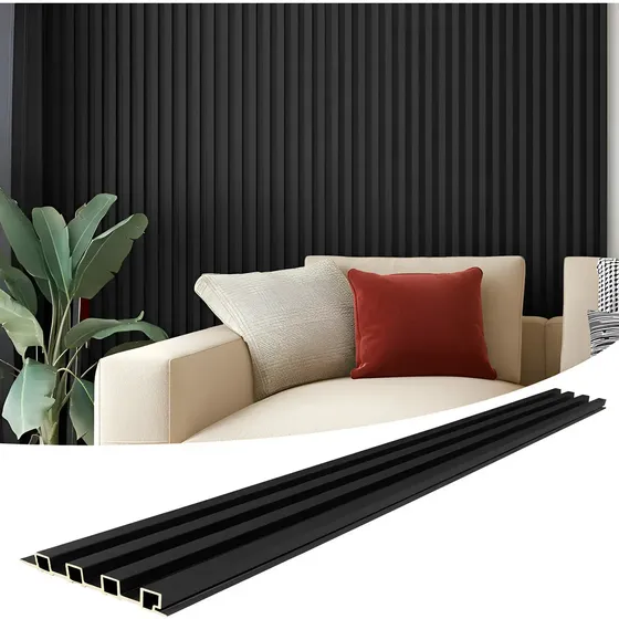Pack X10 Placa Wpc Simil Madera Wall Panel Lambrin 2.90 Ax ® Color Negro | Cuotas sin interés