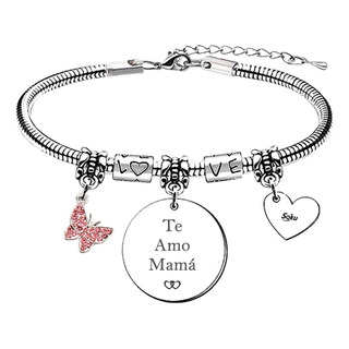 Soku Pulsera Maripos Acero Inoxidable Mama Amor Amiga Color Te Amor Mama Diámetro 6 Cm Largo 18 Cm Soku Pulsera Maripos Acero Inoxidable Mama Amor Amiga Color Te Amor Mama Diámetro 6 Cm Largo 18 Cm