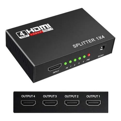 Multiplicador De Pantalla Splitter Hdmi 1 Entrada X 4 Salidas 1080p FullHd