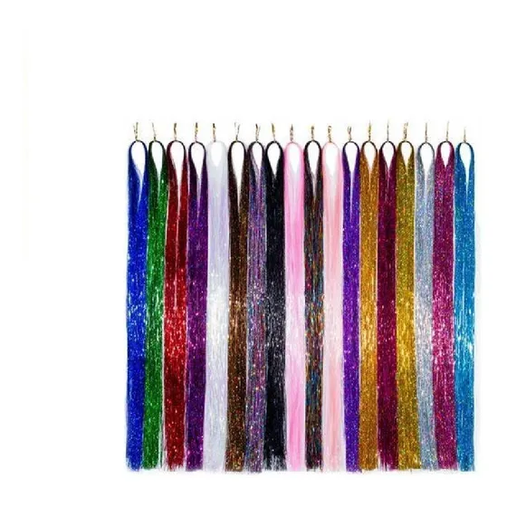 Extensiones De Brillos, Glitter Hair Tinsel 140 Hilos 80 Cm Color dorado