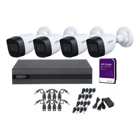 Kit 4 Cámaras 5mp Bala Wizsense Starlight Audio Purple Dvr 8