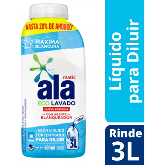 Jabon Liquido Ala Baja Espuma Ecolavado Para Diluir X 500 Ml