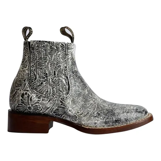 Botin Sincelado Blanco/gris  100% Piel De Bovino Para Dama