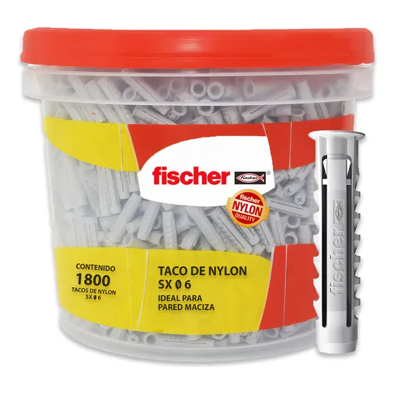 Taco Tarugo Universal Sx6 Para Ladrillo Hueco Balde por 1800 Unidades Fischer Codigo 616283