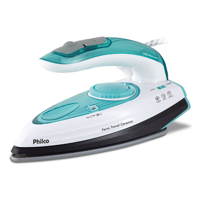 Ferro De Passar Travel Ceramic Azul E Branco Philco Cor Azul-turquesa Ferro De Passar Travel Ceramic Azul E Branco Philco Cor Azul-turquesa