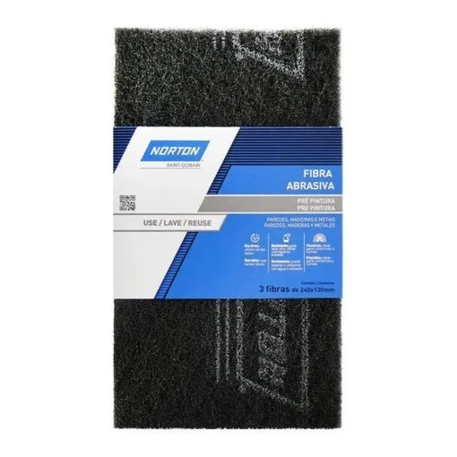Fibra Abrasiva Lavable Pre Pintura Gris 130x240mm 3un Norton