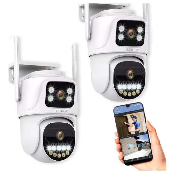Kit 2 Camaras Seguridad Ip Wifi Domo Doble Exterior Nocturna Color Blanco