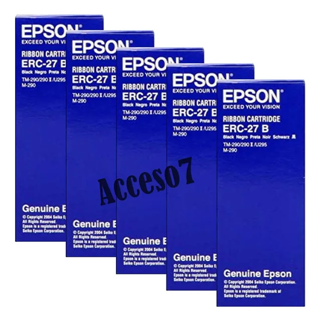 5 Cintas Original Epson Erc-27b Erc-27 Negro Para Tm-290 Tm-290 Ii Tm-u295 M-290 Ncr-5100