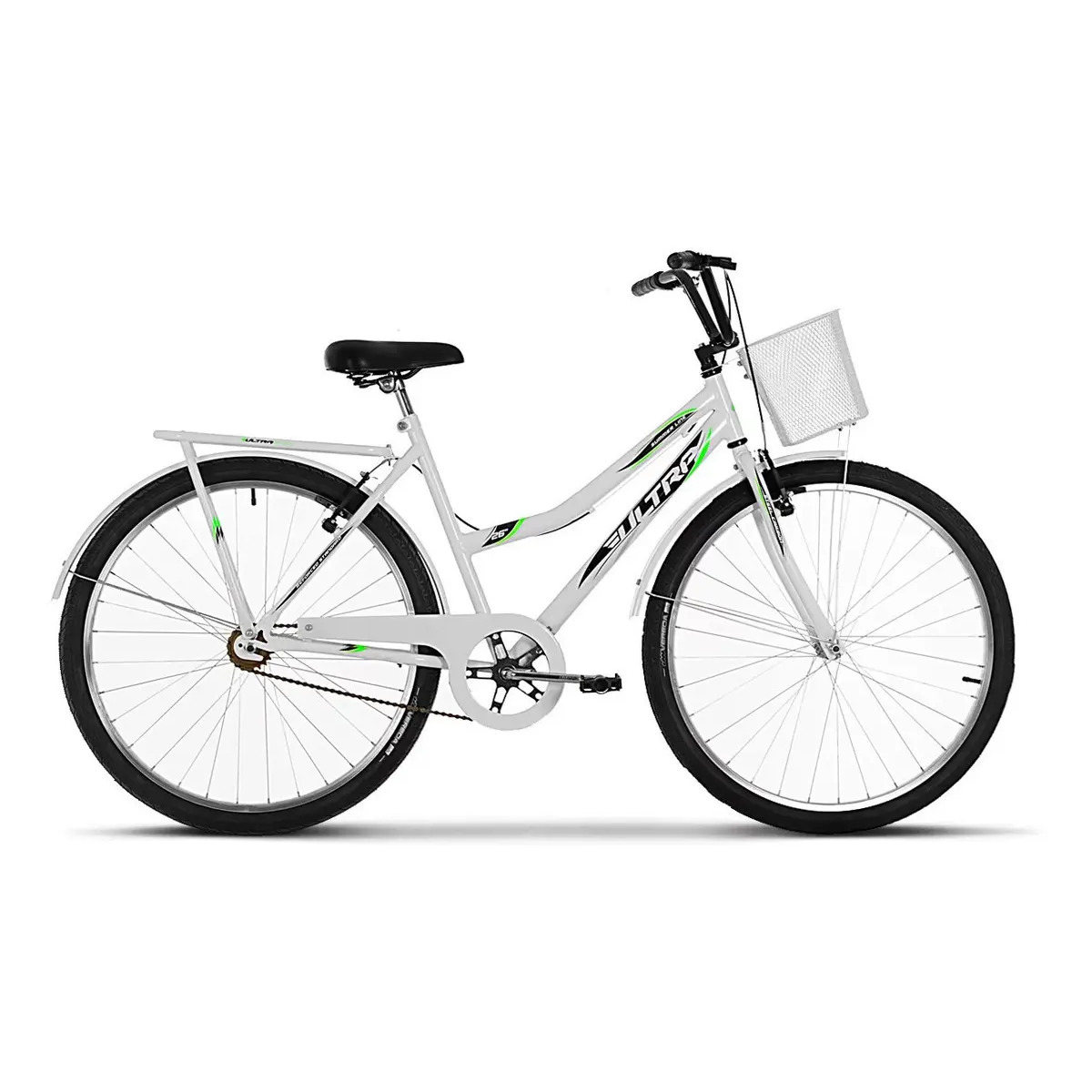 Bicicleta Vintage Urbana Ultra Bikes Aro 26 Summer Com Cesto Cor Branco Bicicleta Vintage Urbana Ultra Bikes Aro 26 Summer Com Cesto Cor Branco