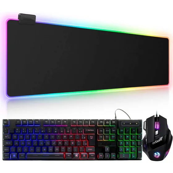 Kit Semi Mecanico Gamer Mouse Teclado Mouse Pad Extragrande 