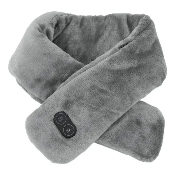 Bufanda Masajeador Con 3 Niveles Masajes Calor Usb Invierno Gris Liso Único