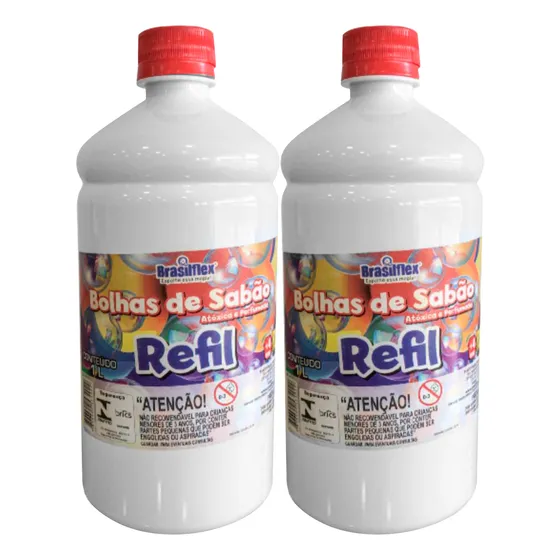 Kit Refil Bolhas De Sabão Líquido 2l Atóxica Brasilflex Cor Transparente