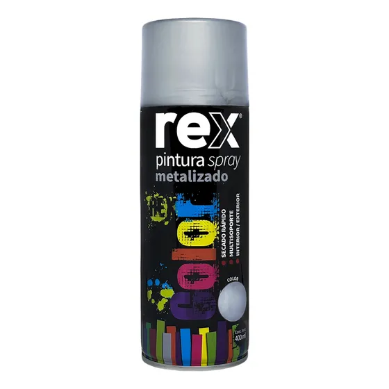 Pintura En Spray Metalizada Secado Rápido Rex 400ml Color Plata