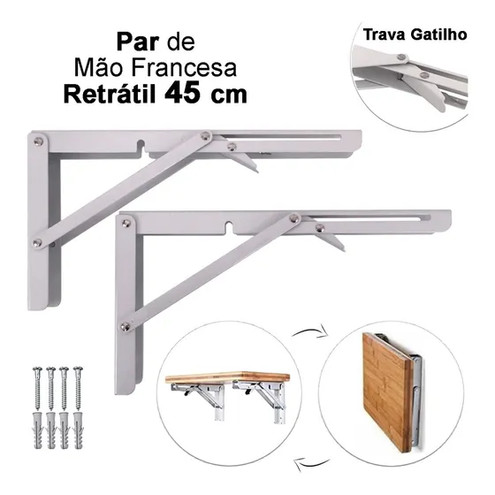 Idea Suporte mão francesa dobrável retrátil reforçada 45cm