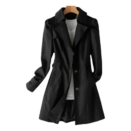 Gabardina De Medio Largo Con Un Solo Pecho Estilo Coreano