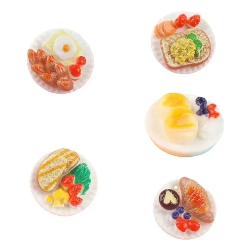 Muñecas Accesorios 5 Mini Platos Comida Desayuno Barbiele