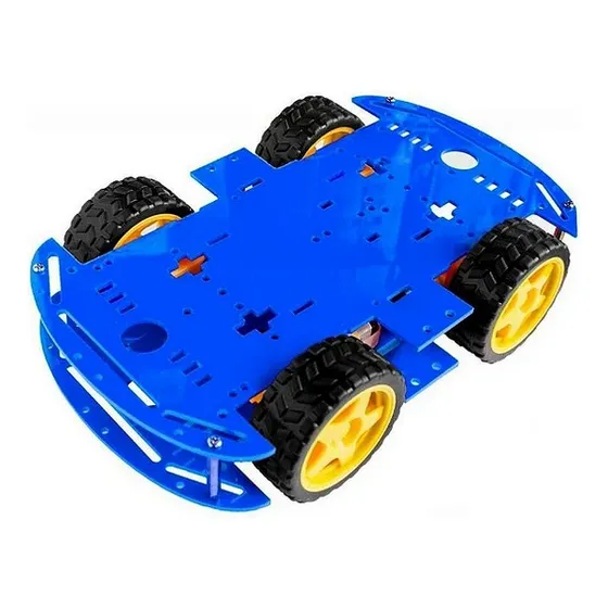 Kit Chassi 4wd Rodas Robótica Carro Robô Arduino - Azul Nfe