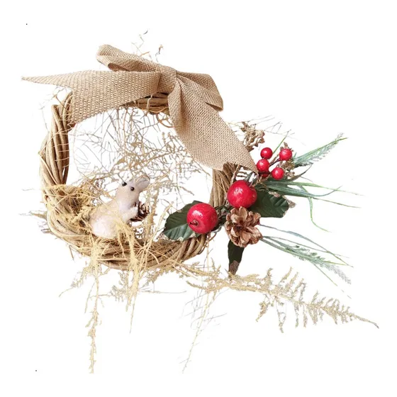 Guirlanda Natalina Decoração Natal Pássaro Porta Papai Noel