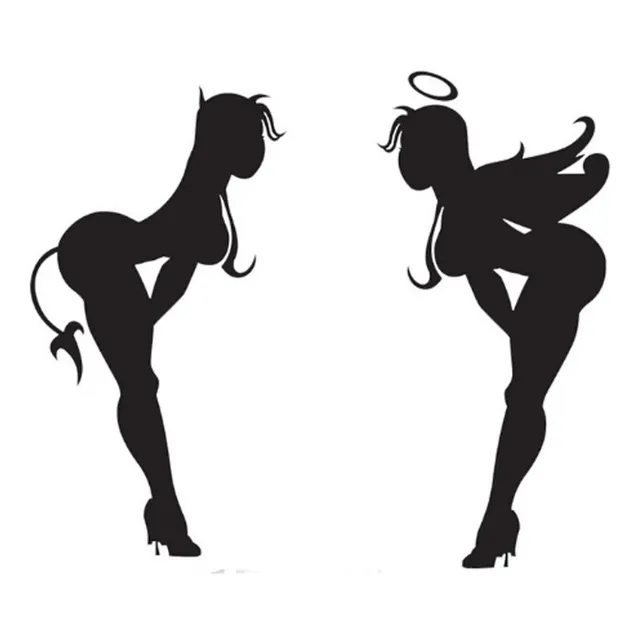 Calco Angel Y Diabla  Sticker Vinilo Auto  Envynilos