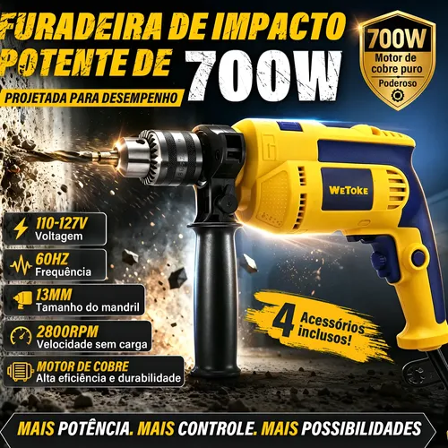 Furadeira De Impacto 700w 13mm Sw8 Amarela Gorillaz Amarelo
