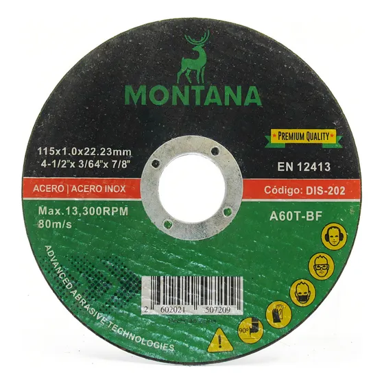 Disco Corte 4 '' Metal Montana 115x1.0mm 25 Unid
