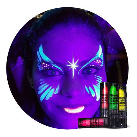4 Maquillajes En Fluor Barra Luminoso Glow Neon Fluorescente 4 Maquillajes En Fluor Barra Luminoso Glow Neon Fluorescente