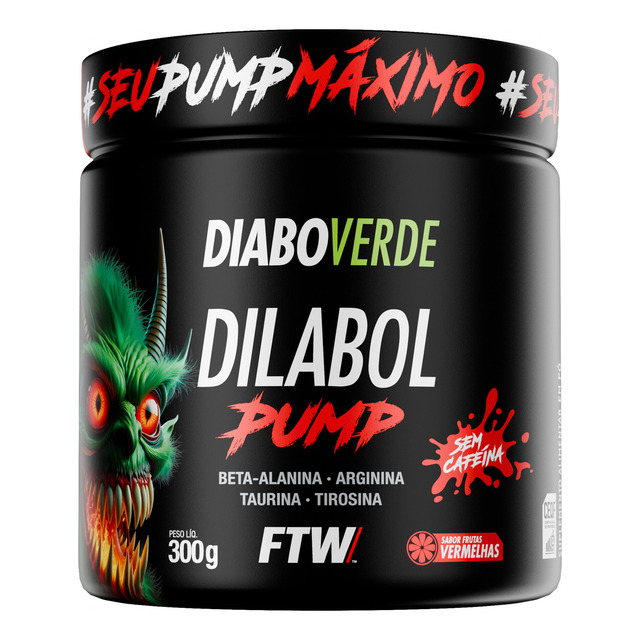Dilabol Pump Pré Treino Pote 300g Sabor Frutas Vermelhas Diabo Verde - Ftw Dilabol Pump Pré Treino Pote 300g Sabor Frutas Vermelhas Diabo Verde - Ftw