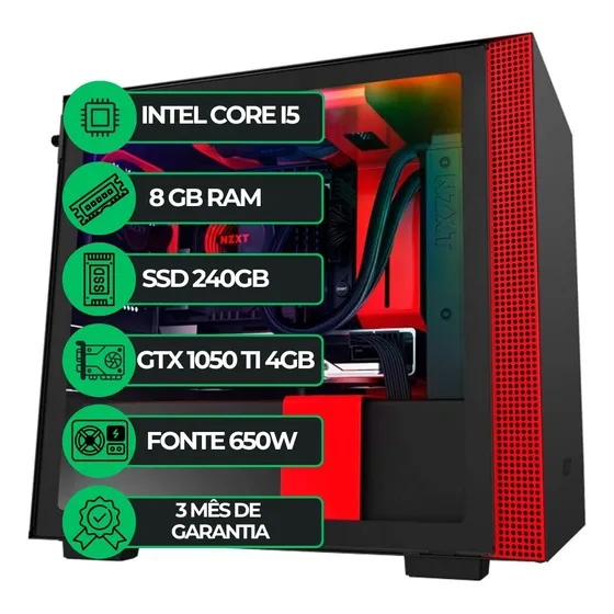 Pc Gamer Cpu Intel I5 8gb Ssd 240gb Gtx 1050 Ti 4gb