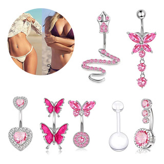 7 Piezas Piercing Ombligo Mujer Acero Inoxidable De Moda 7 Piezas Piercing Ombligo Mujer Acero Inoxidable De Moda