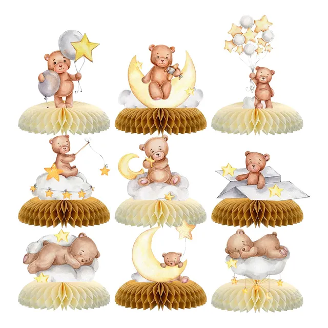Centros De Mesa Con Forma De Panal Tarklanda Bear Baby Showe