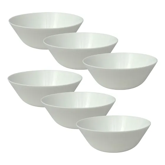 Bowl Tigela Cumbuca Vidro Opalino Branco 550ml Mesa 6 Peças 