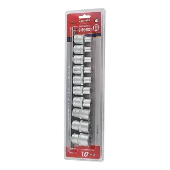 Soquetes Corneta 33.234.10 Torx Jogo Fêmea Pito 1/2 Pol E8 A E24 10 Peças