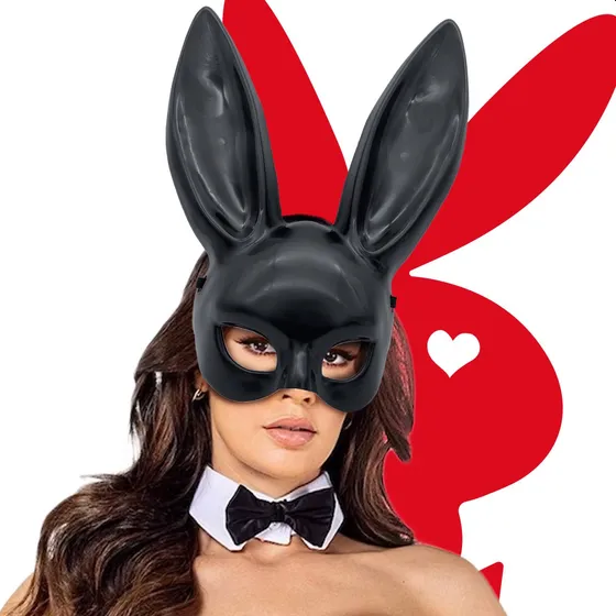 Máscara Orejas Conejita Playboy Antifaz Ariana G Rígida Lisa Color Negro Conejo