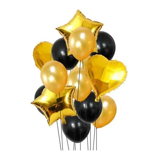 Set 14 Globo Metalizado Estrella Corazón Fiestas Cumpleaños 