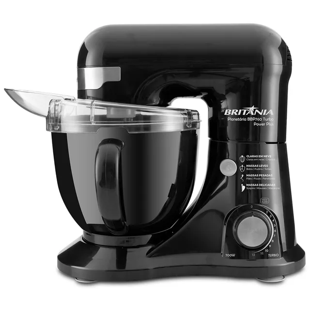 Batedeira Planetária Turbo Power Plus Bbp760p Britânia Cor Preto Frequência 60 220V