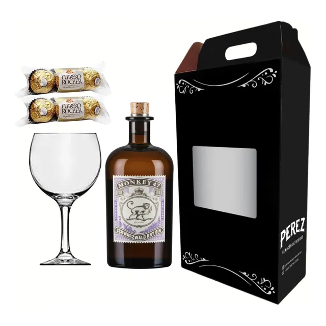 Kit Gin Monkey 47 + Copa + Chocolates - Pérez Tienda -
