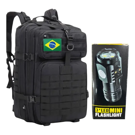 Mochila Lanterna Led Militar Assalt Tática Grande 50lt