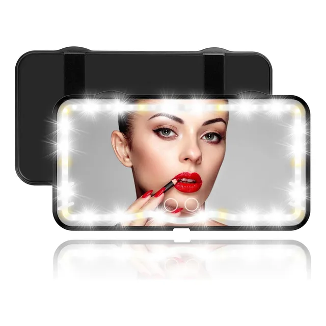 Espejo De Maquillaje De Visera De Coche Con 3 Modos Luz Led