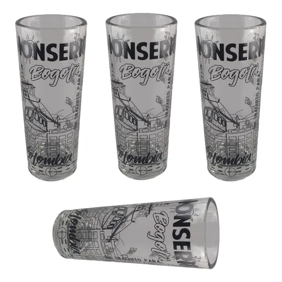 Set X4 Copa Aguardiente Vaso Shot Chupito Típico Colombiano