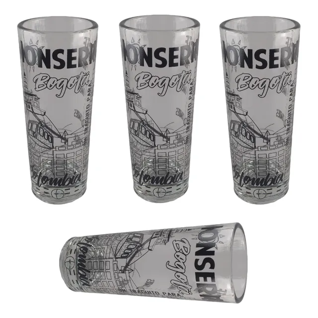 Set X4 Copa Aguardiente Vaso Shot Chupito Típico Colombiano
