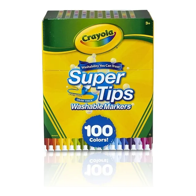 100 Plumones Crayola Marcadores Delgados Lavables Super Tips