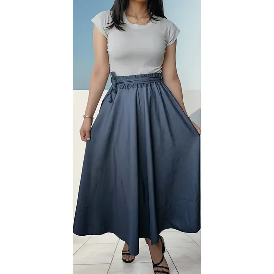 Maxi Falda Moda Mujer Mezclilla Ana Maria / 12