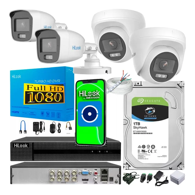 Kit Camaras Con Audio Dvr 8ch + 4 Cám 1080p + Disco 1tb