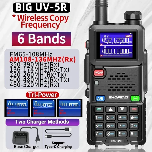 Radio Baofeng Uv5r 10w Air Full Banda Copia Frecuencia 2024