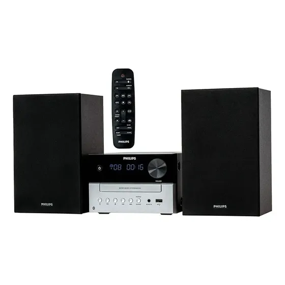 Minicomponente Equipo Philips Bluetooth Cd Fm Usb Color Plateado Potencia RMS 18 W | Cuotas sin interés