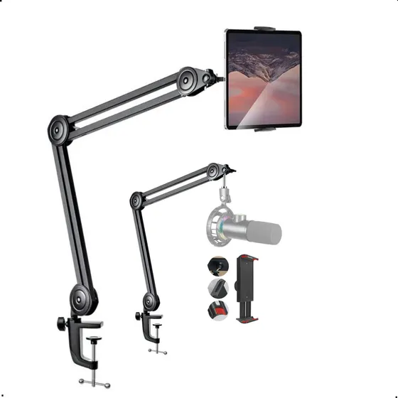 Suporte Tablet Microfone Cama Mesa Braço Articulado iPad 