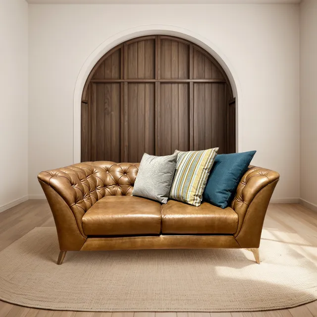 Sofá Boconcept Manhattan Chesterfield Cuero Plateado
