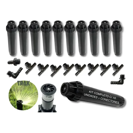 Kit 10 Irrigador Retrátil Trak Jardim Horta Grama Automático