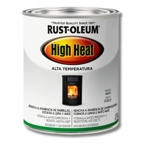 Pintura Alta Temperatura Brochable Negro Rust-oleum 946ml